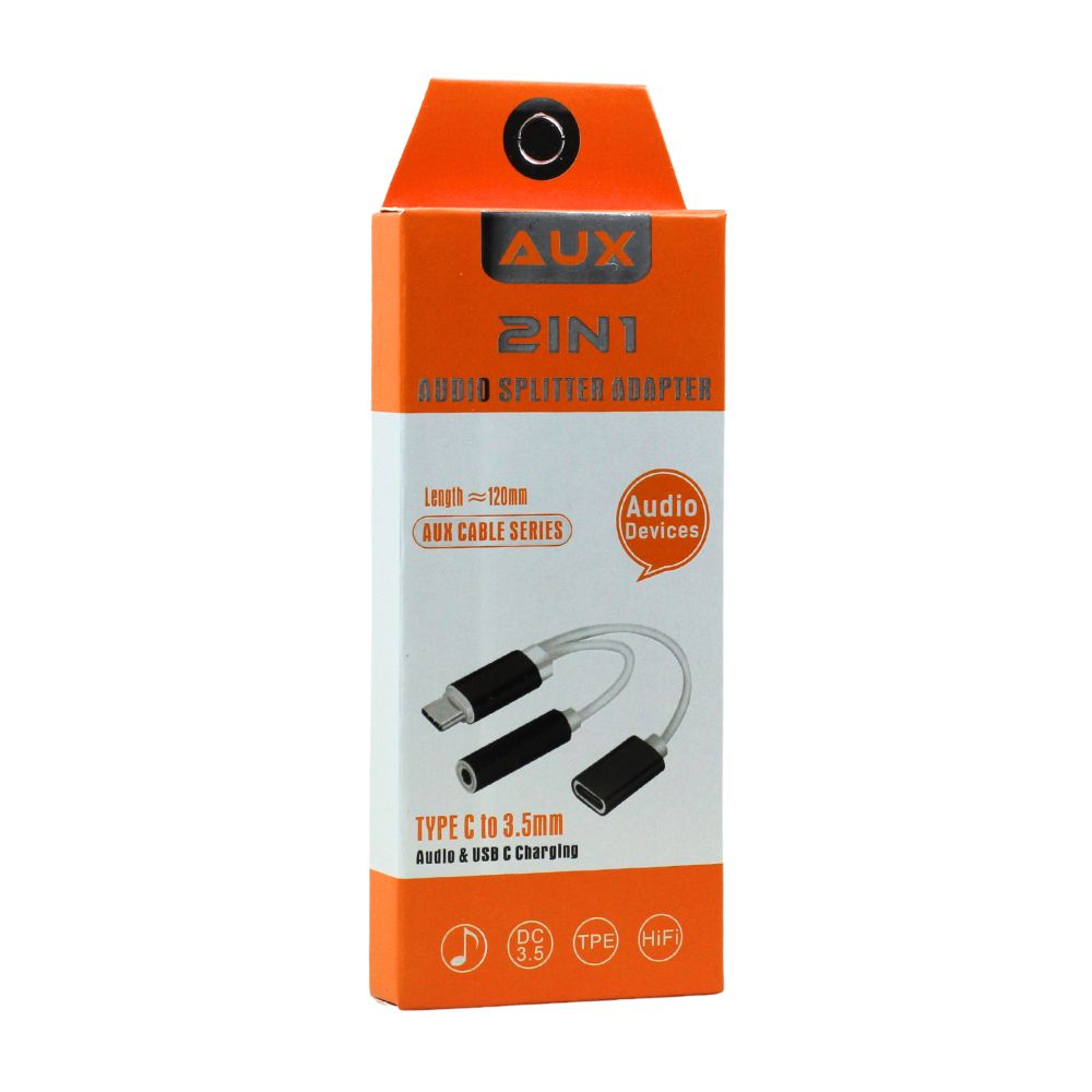 2-in-1 USB-C to Aux AUDIO Jack Adapter with PD 60W Fast Charging Dongle for Phone & Devices - Black